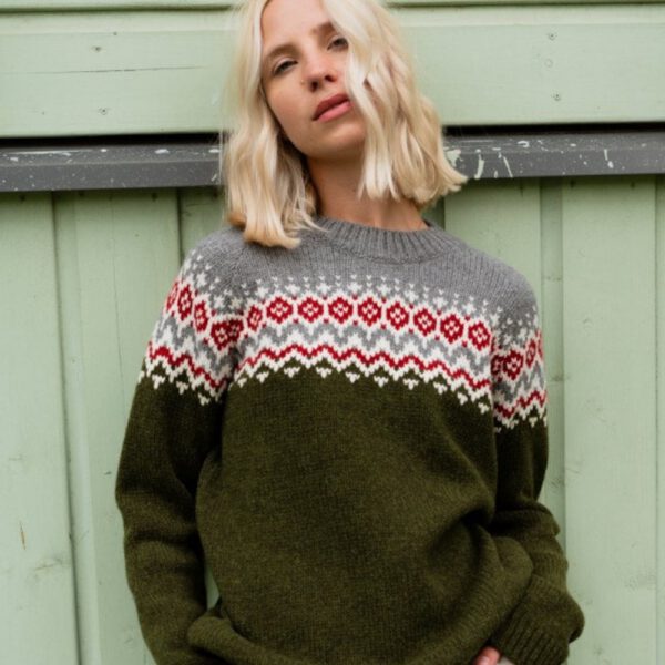 Nordic Merino Wool Jumper, Simple Womens Green Pullover, Knitted Woolen Sweater in Scandi Style TORI