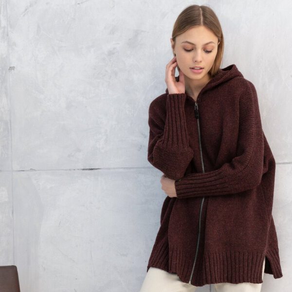 Merino Wool Sweater, Zipped cosy natural wool jacket