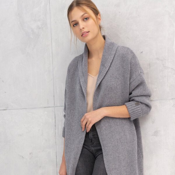 Oversized Gray Knit Coat Minimalist Merino Cardigan, Knitted Oversized Sweater, Cashmere Wool Coat, Woolen Classic Cardigan RICO