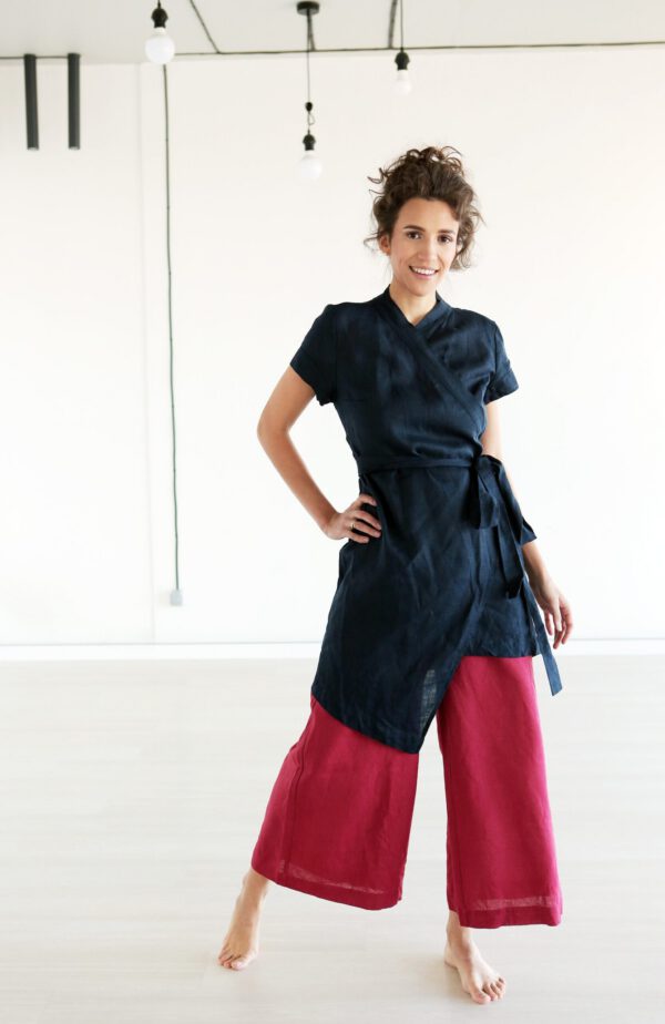Linen Dress Short Sleeves Girl Relaxed Fit N096