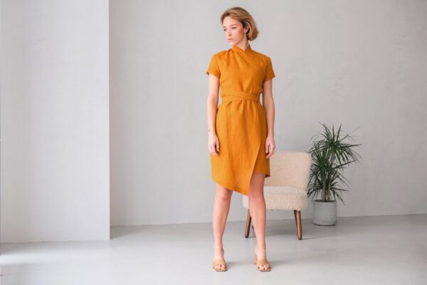 Linen Dress Short Sleeves Easy Fit N850