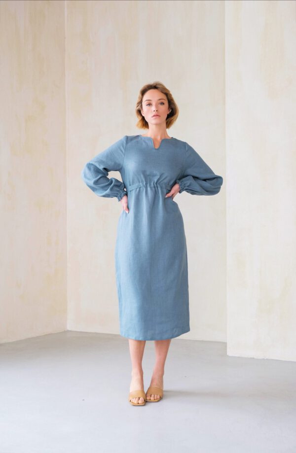 Linen Dress Mini Fit Minimalist Style Natural Fabric
