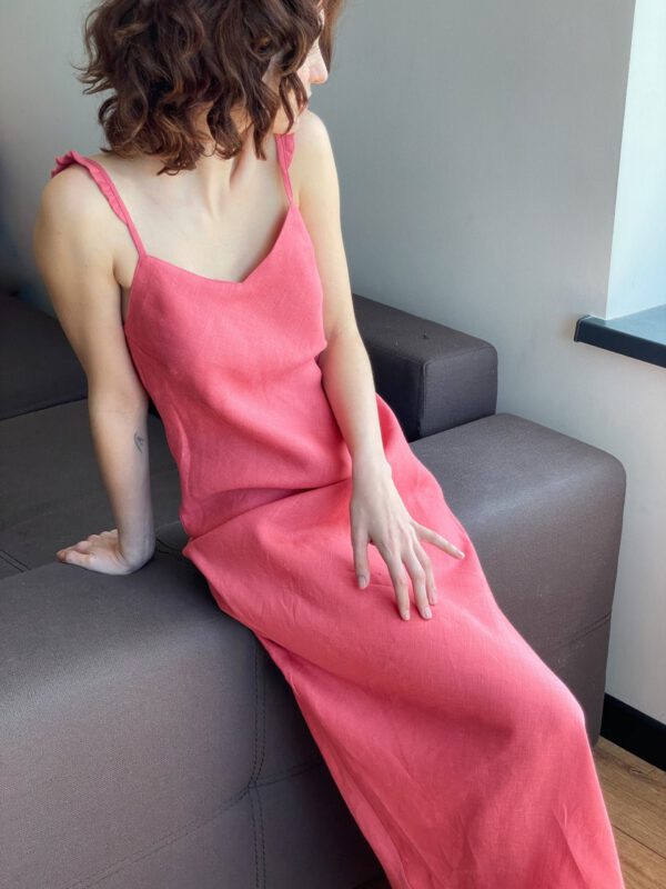 Linen Dress Sleeveless Maxi Length Minimalist Style N210