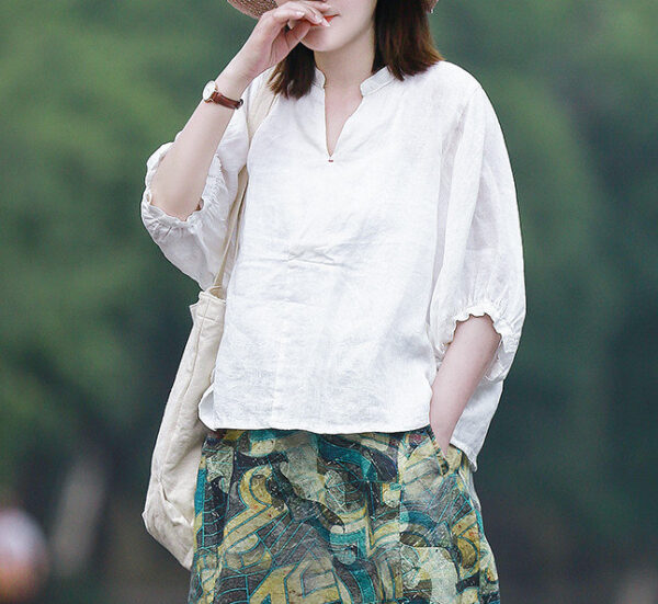 Linen Top Shirt Style For Women Relaxed Fit F552