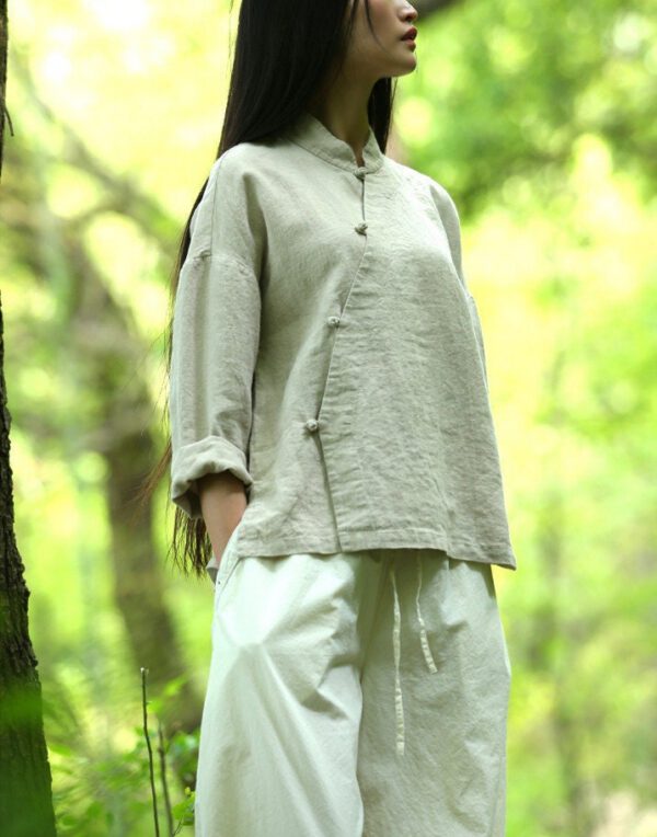 Linen Top Long Sleeve Boho Chic Plus Size F831