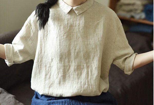 Linen Top Shirt Style Relaxed Fit F09