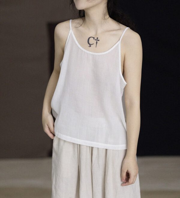 Linen Top Sleeveless Mini Natural Fabric N103