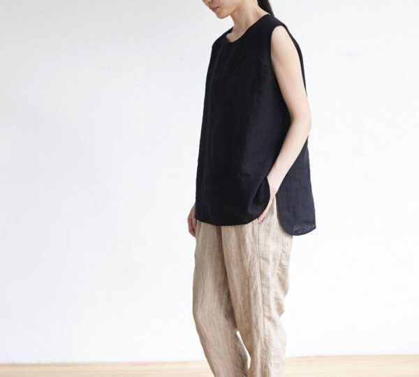 Linen Top Sleeveless Mini Natural Fabric N57