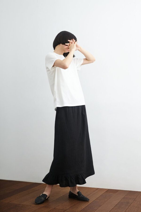 Ruffle Detail Midi Length Maxi Length Fit Pure Linen F389