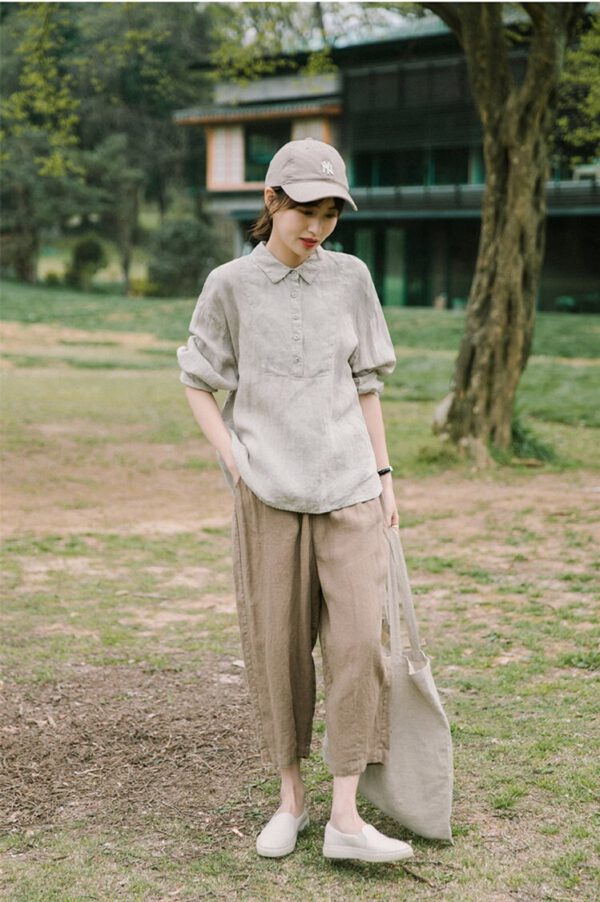 Linen Top Relaxed Fit Women F524