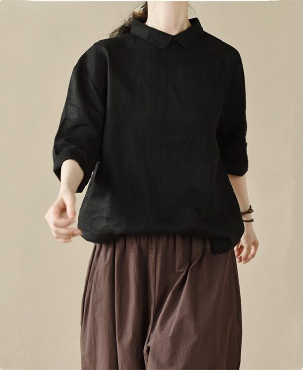 Linen Top Shirt Style Summer Style F244