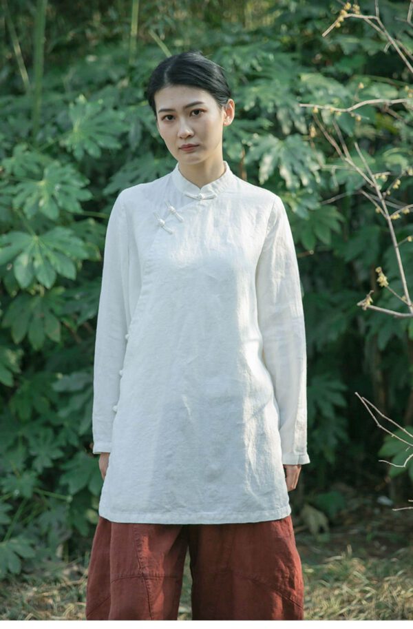 Linen Top Long Sleeve Boho Chic Classic Fit N088